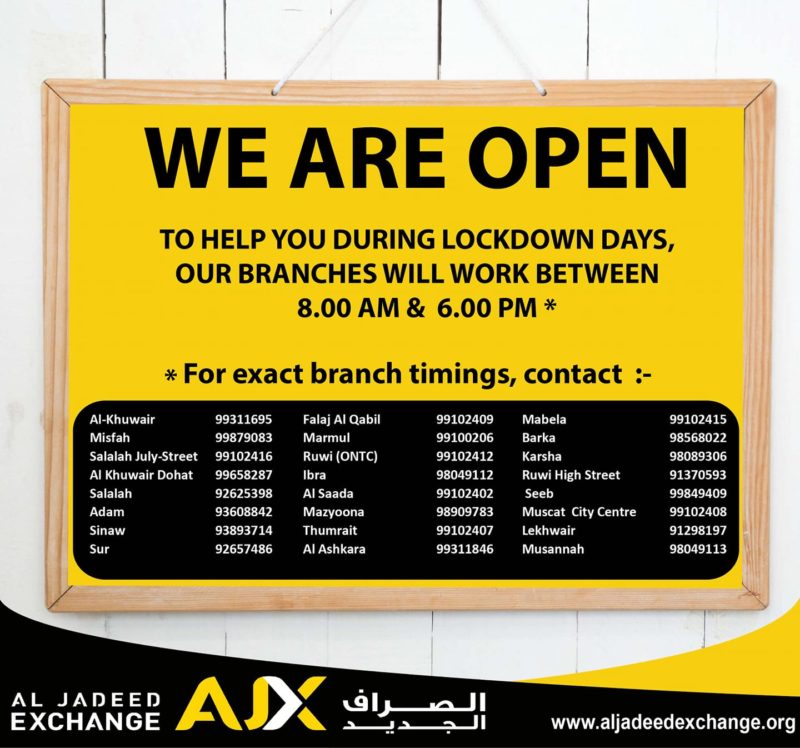 Remittance centers opening hours during lockdown