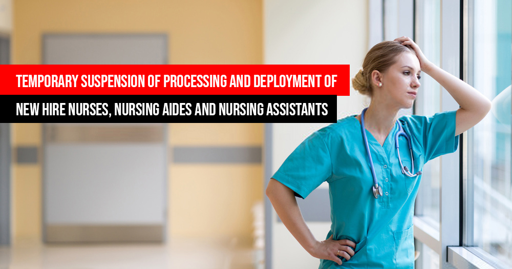 POEA Temporary suspension of processing and deployment of new hire