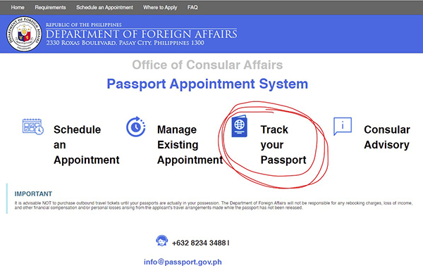 how to get passport tracking number
